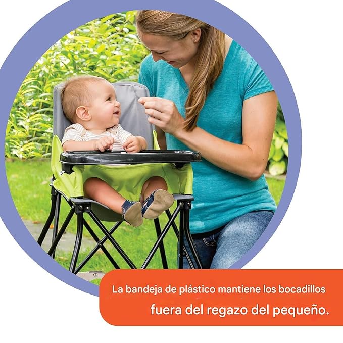 Summer Infant Pop ‘n Sit Portable Highchair, Green - Portable Highchair for Indoor/Outdoor Dining – Space Saver High Chair with Fast, Easy, Compact Fold, for 6 Months – 45 Pounds