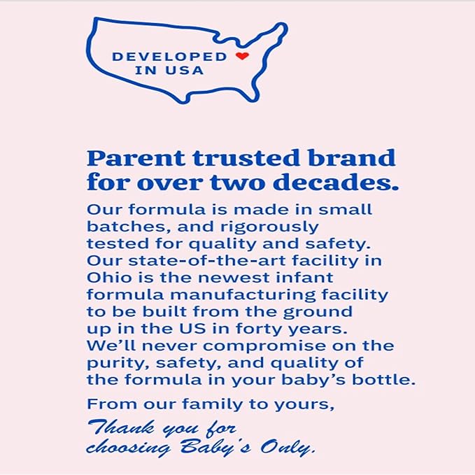 Baby's Only Baby Formula, Complete Nutrition Infant Formula, Milk Based Powder with Iron, Vitamin E, Vitamin D, Easy to Digest Infant Formula for Newborn to 12 Months Old, 21 oz, Value Can 6 Pack