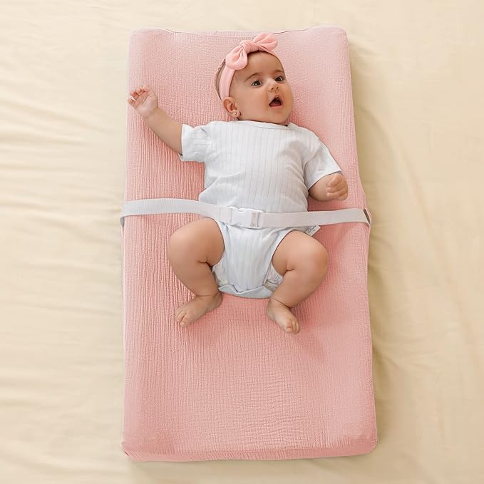 Muslin Changing Pad Cover for Baby Boys Girls, Ultra Soft Breathable Diaper Changing Table Pad Cover, Neutral Fitted Changing Pad Sheets