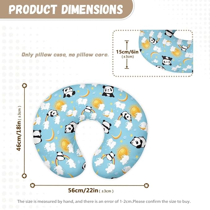 Baby Cute Panda Nursing Pillow Cover Neutral Breathable Pillow Cover Super Soft and Stretchy with Hidden Zipper for Newborn