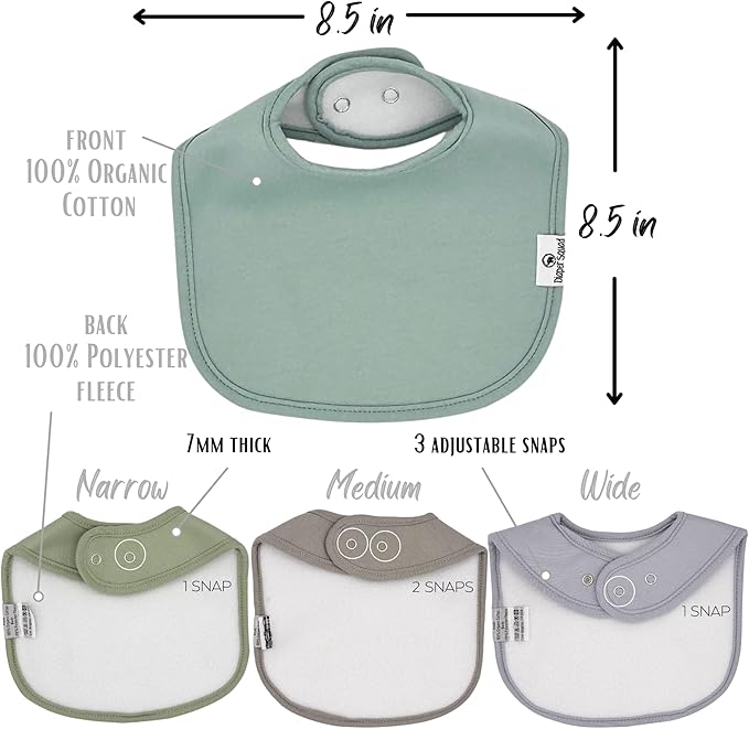 DiaperSquad's 100% Organic Cotton Baby Drool Bibs, Super Absorbent & Adjustable Baby Bibs for Drooling and Teething