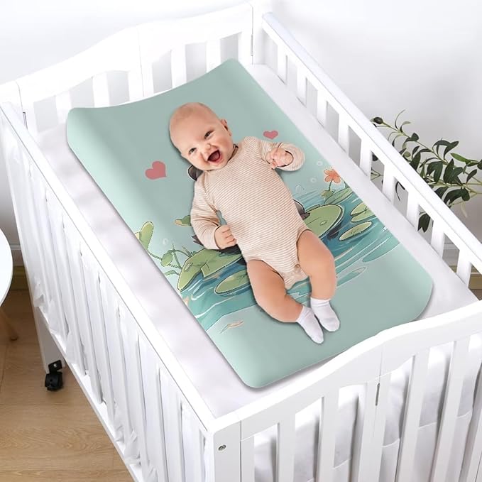 Heart Otter Changing Pad Covers, Ultra Soft Baby Diaper Change Table Non Slip Contoured Pad Covers for Baby Boys Girls