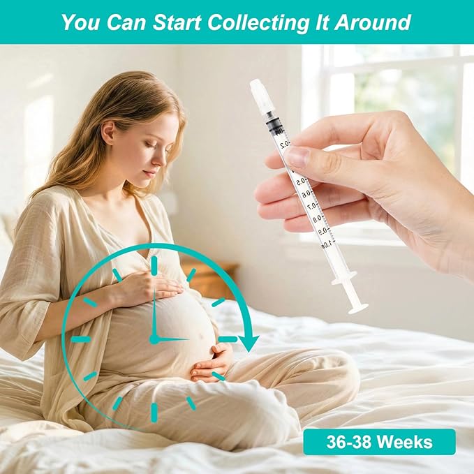 50 Sets 1ml Colostrum Syringes with Caps No Needle Colostrum Collector Kit Include 50pcs 1ml Sterile Syringes, 50 Labels, 5 Storage Bags and 1 Measuring Cup