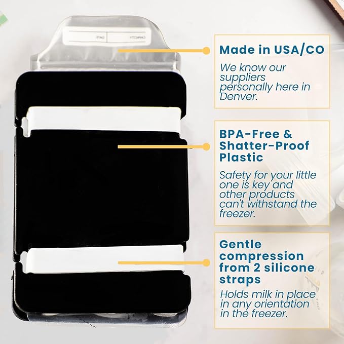 Freeze It Flat Breastmilk Freezer Storage System - Space-Saving Organizer for Breast Milk Storage Bags - Freezer Organization Made in USA (Black, Single 1-pk +)