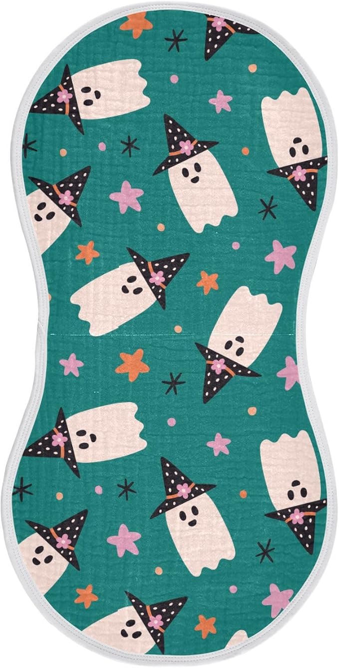 vvfelixl Baby Burp Cloths Halloween Ghosts Baby Newborn Cotton Burping Cloths Set Baby Washcloths 4 Pack