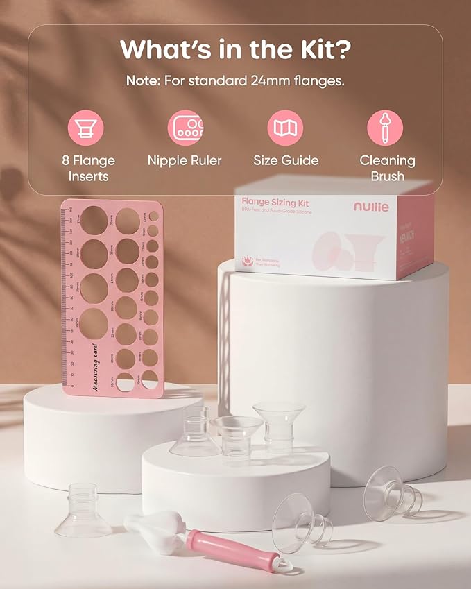 Nuliie 8PCS Silicone Flanges Insert Replacement Kit, Flange Sizing Kit 13mm for 24mm Flange/Shield Breast Pumps, Pumping Essential Kit for Moms