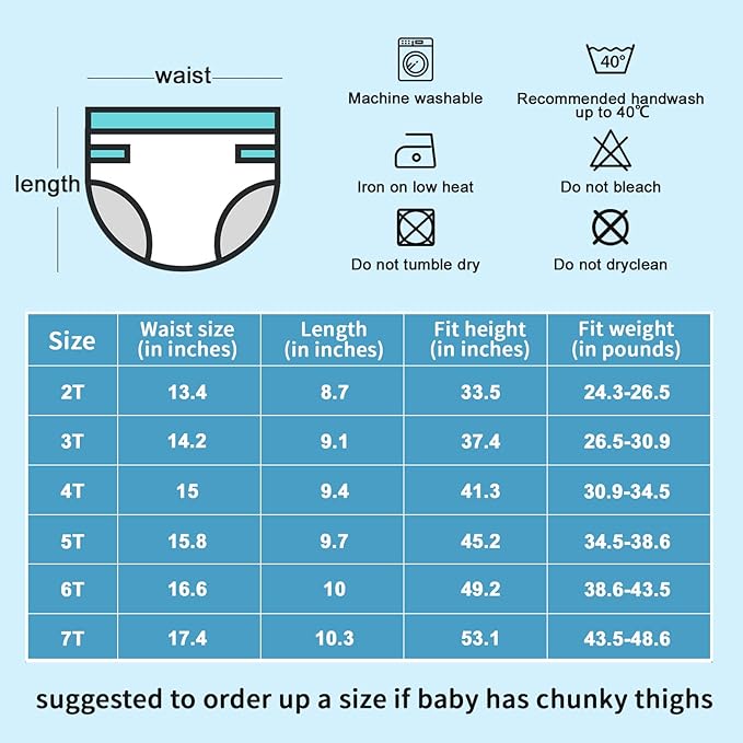 MooMoo Baby Potty Training Pants 6 Packs Absorbent Training Underwear for Boys and Girls Cotton Pee Pants 2T-9T