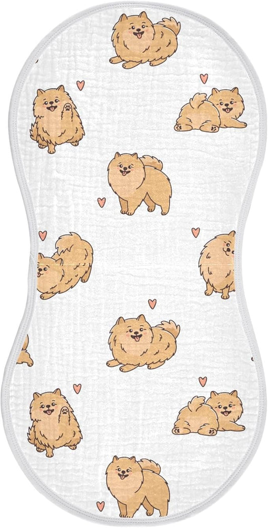 vvfelixl Funny Pomeranian Spitz Dogs Burp Cloths for Baby Boy Girls Baby Washcloths Burp Rags 1 Pack