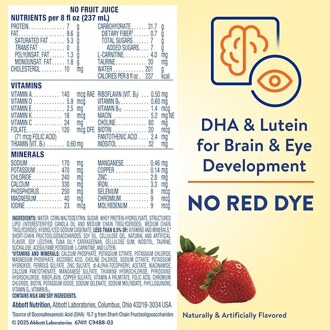 PediaSure Peptide 1.0 Cal, Peptide-Based Formula, Sole-Source Nutrition Drink for Tube Feeding or Oral Nutrition, Strawberry, 8-fl-oz Bottle, Pack of 24
