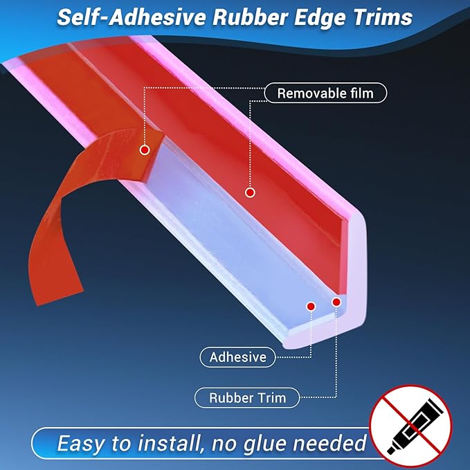 Flexible L Shaped Tile Edge Trim - 90 Degree Corner, Peel and Stick for Wall Edges, Table - Small Size, Clear Color, Rubber Silicone Material