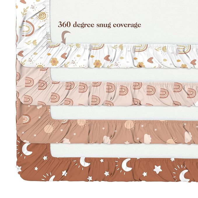 4 Pcs Boho Rainbow Changing Pad Cover 32' 'x 17" Soft Changing Table Pad Covers Wipeable Table Mat Diaper Boho Rainbow Nursery Decor for Baby Girls Boys