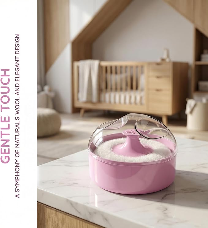 1 Set Baby Body Cosmetic Powder Puff and Container Case Infant Kid Powder Puff Empty Loose Powder Box Large Powder Puff
