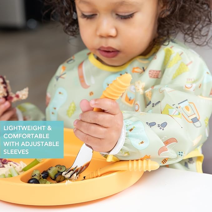 Bumkins Sleeved Bib for Girl or Boy, Baby and Toddler for 6-24 Mos