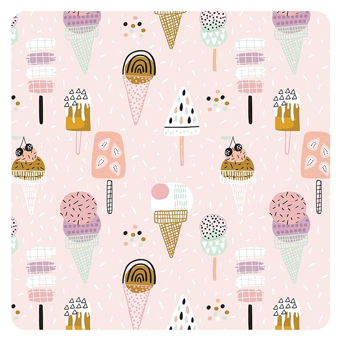 BapronBaby Pink Ice Cream Wet Dry Bag - Waterproof Two Zipper Pockets - Reusable for Mealtime, Diapers, Stroller, Snacks, Swimsuits - Machine Washable - 11" x 9"