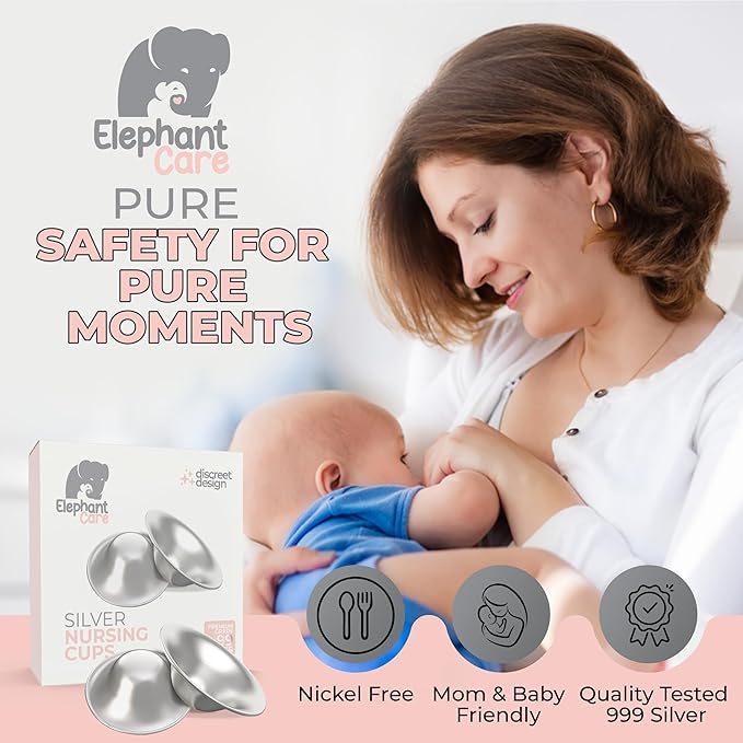 Elepahnt Care - Nipple Shields for Breastfeeding – Soft Silicone Protection for Cracked or Painful Nipples – Helps Baby Latch – Breastfeeding Essentials for New Moms – Includes Case