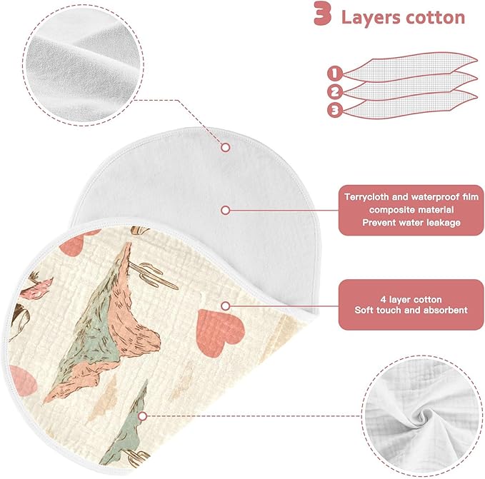 Western Cowgirl Vintage Burp Cloths Baby Boys Girls Absorbent Soft Cotton Burping Cloths Rags 1 Pack