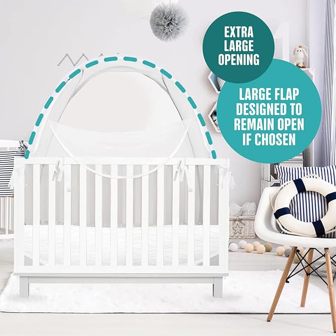 KinderSense® - Baby Safety Crib Tent - Premium Toddler Crib Topper to Keep Baby from Climbing Out - See Through Mesh Crib Net - Mosquito Net - Pop-Up Crib Tent Canopy