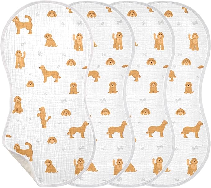 vvfelixl Muslin Burp Cloths Labradoodle Dog Baby Washcloths for Baby Girl Boys 2 Pack