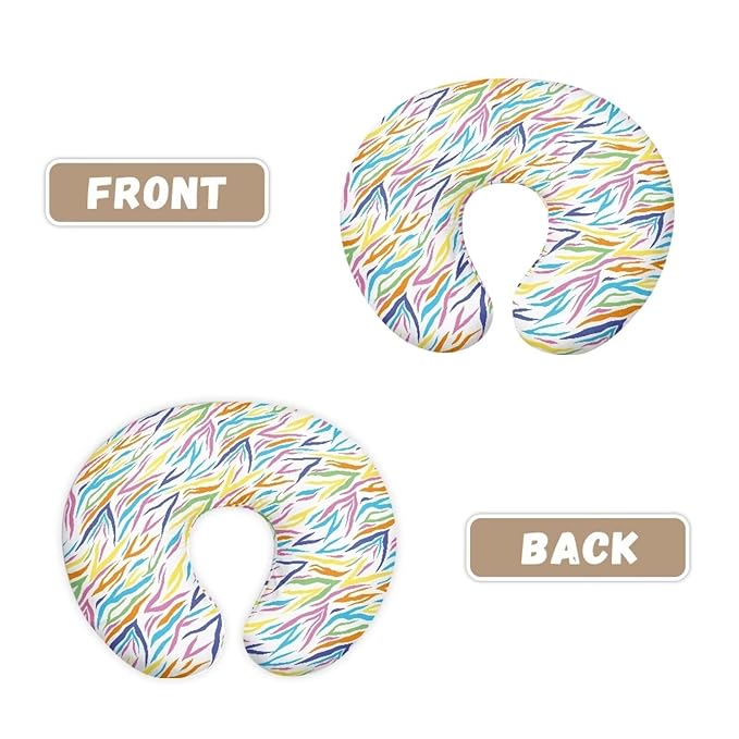 Colorful Zebra Skin Nursing Pillow Cover for Baby Boy Girl Breastfeeding Slipcover Infant Newborn Nursery Bottle Pillowcase Breathable and Washable