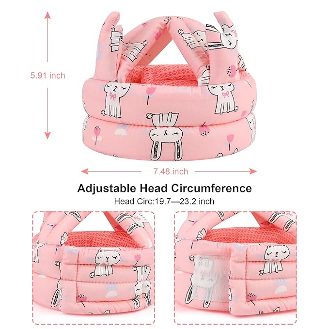 Accmor Baby Head Protector for Crawling Walking, Cute Baby Helmet Adjustable Infant Safety Cap, Breathable Protective Cap Kids Headguard Soft Cushion, Anti-Collision Toddler Helmets for 6m-24m Girls