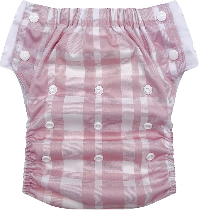 EcoAble Reusable Potty Training Diaper with Insert, Daytime Pull-on Cloth Training Pants for Toddlers and Big Kids (Size 3, Pink Plaid)