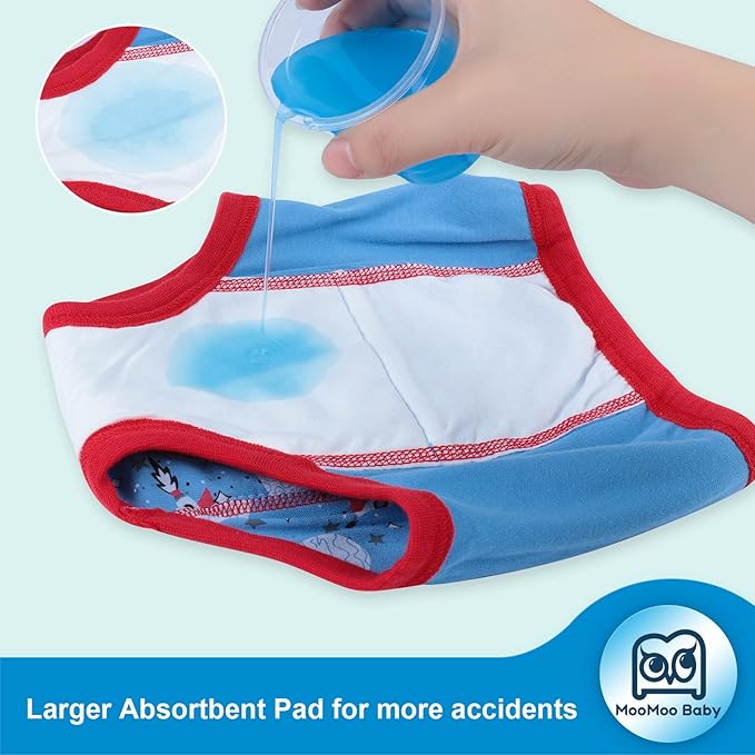 MooMoo Baby Training Underwear 4 Packs Absorbent Toddler Potty Training Pants for Boys and Girls-Cotton Animal Print 2T-6T