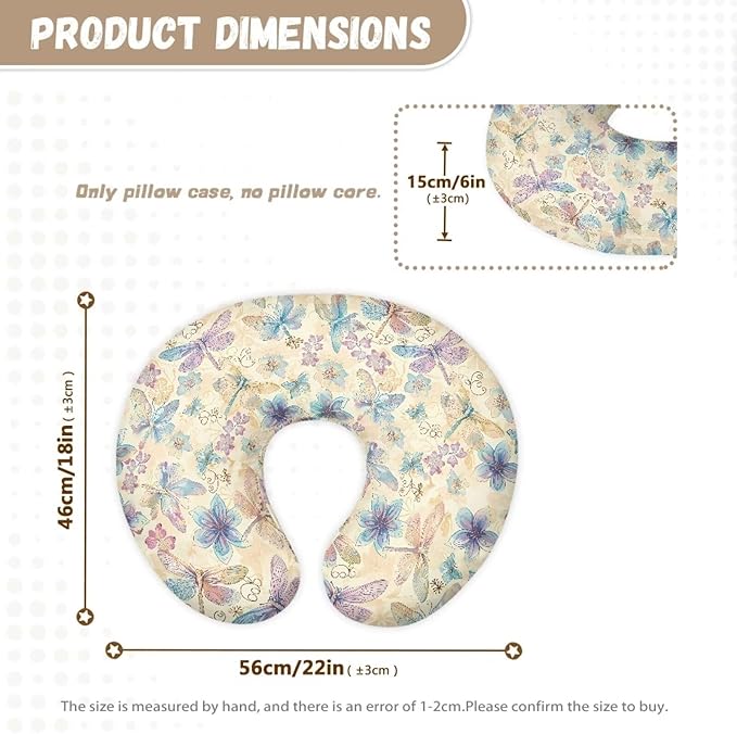 Dragonfly Nursing Pillow Covers for U-Shaped Nursing Pillow Nursing Pillow Case for Newborn Boys Girls Hidden Zipper Design Soft and Skin-Friendly