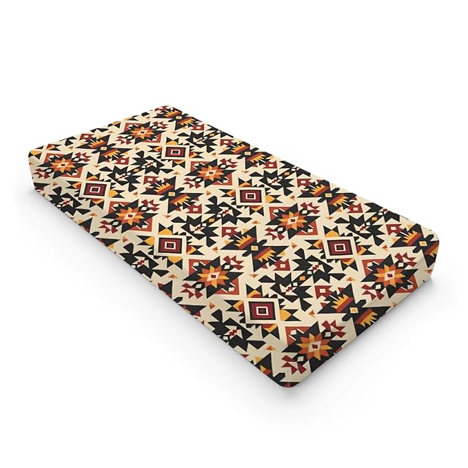 Western Tribal Pattern Baby Changing Pad Cover, Unisex Native American Geometric Nursery Diaper Changing Table Pad Mat Sheet for Boys Girls-16x32