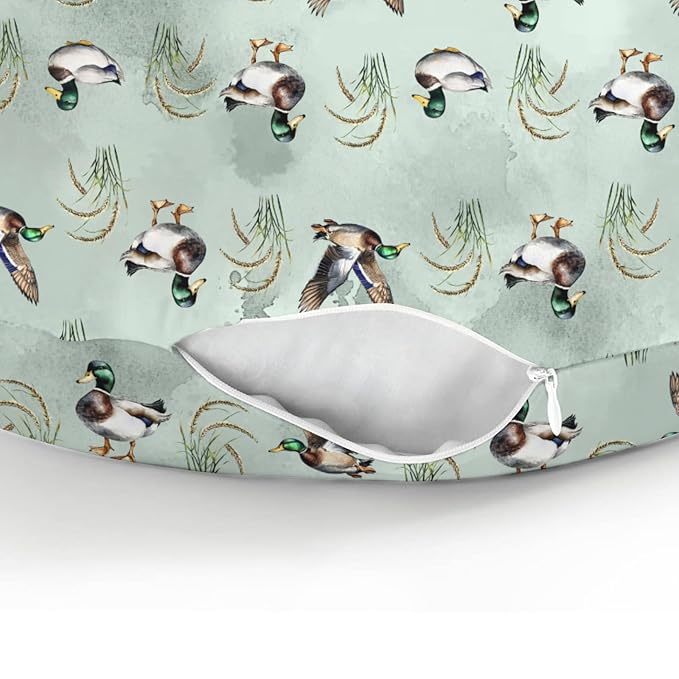Vintage Mallard Ducks Baby Nursing Pillow Covers for Boy Girl Hunting Duck Green Leaves Nursing Slipcovers for Breastfeeding Pillows Soft Stretchy Removable Covers for Newborn Infant Nursery