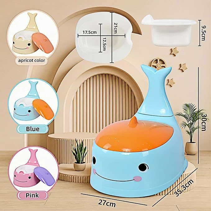 potty training toilet Potty Seat Baby Training Chair Boys Girls Toddler Whale Comfortable children 1-6 years old Baby toilet Animal seat with lid back potty trainer (Blue)
