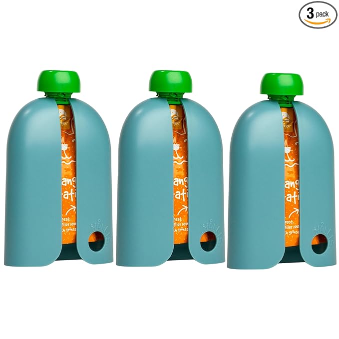 Kindertrekk™ The Swedish Squeeze Pouch Holder - 3pack | The Baby Product You Didn't Know You were Missing | Enjoy a Snack on The Go | No More Messy Clean-ups | Fits Most Squeeze Pouches | Age 9month+
