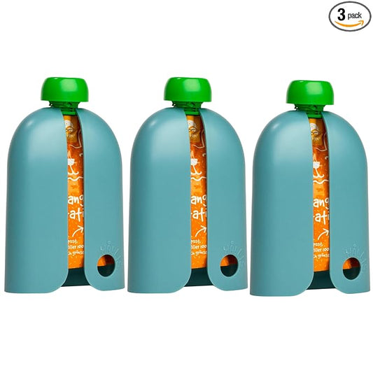Kindertrekk™ The Swedish Squeeze Pouch Holder - 3pack | The Baby Product You Didn't Know You were Missing | Enjoy a Snack on The Go | No More Messy Clean-ups | Fits Most Squeeze Pouches | Age 9month+
