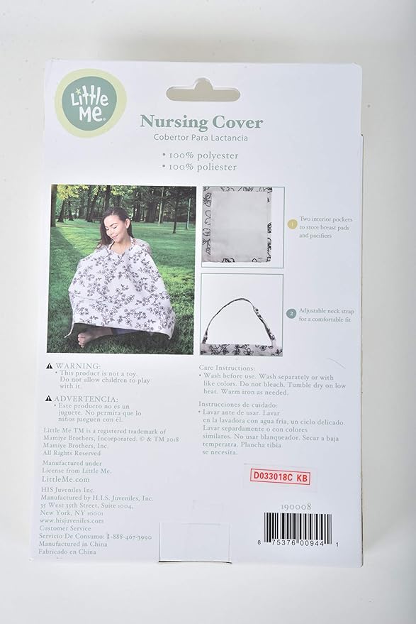 Little Me Nursing Cover with Interior Pockets, Bird, 26" x 34"