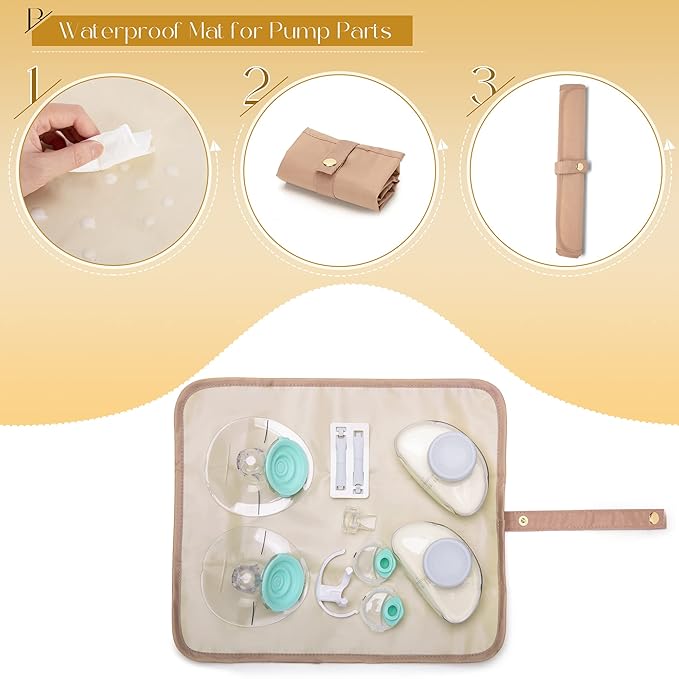 Fasrom Wearable Breast Pump Bag Compatible with Momcozy, Medela and Elvie Pumps, Double Layer Pump Carrying Case with Waterproof Mat and Insulated Pockets for Working Moms, Pink (Bag Only)