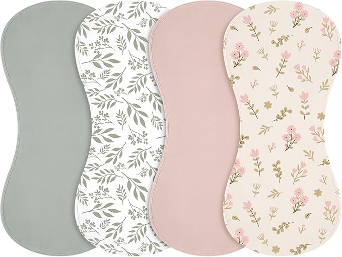 Boao 4 Pcs Mallard Duck Baby Burp Cloths Duck Hunting Soft Plush Newborn Spit up Rags Mallard Burp Cotton Cloths Rag for Boy Girl Newborn Infant Gifts Nursery Decor 20.87 x 9.84 Inches(Boho,Neutral)