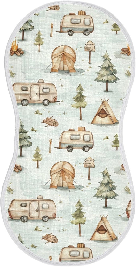 vvfelixl Muslin Burp Cloths Cartoon Camping Caravan Baby Washcloths for Baby Girl Boys 2 Pack
