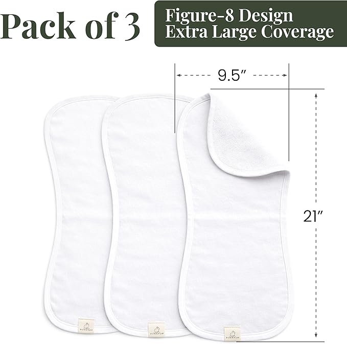 GOTS Organic Cotton Burp Cloths Baby Boy & Girl – 3 Pack Organic Cotton Burp Cloth for Babies, Soft & Plush Long Stable Turkish Cotton for Newborn, Baby Essentials (Arctic Snow Collection)