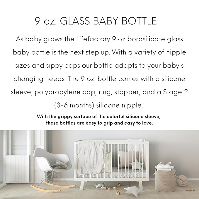 Lifefactory Glass Baby Bottle BPA Free | Protective Silicone Sleeve | 4oz/9 oz Pack of 2 | Raspberry, Pink