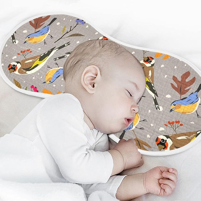 Autumn Bird Goldfinch Robin Berry Muslin Burp Cloths for Baby 4 Pack 100% Cotton Baby Washcloths Bibs for Boy Girl