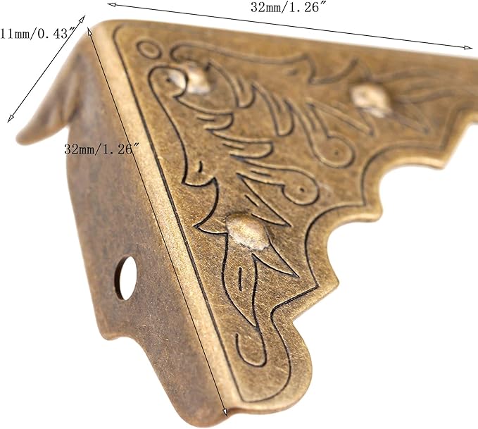 Dophee 8Pcs Antique Brass Jewelry Box Corner Case Chest Corner Protector Guard Edge Cover