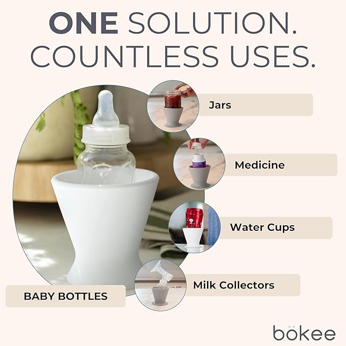 Bökee Ultimate Non-Toxic Silicone Breast Pump and Baby Bottle Holder – Easy One Hand Milk & Formula Prep with Premium Wide Base Suction Cup - Dishwasher Safe - Robins Egg, 2-Pack