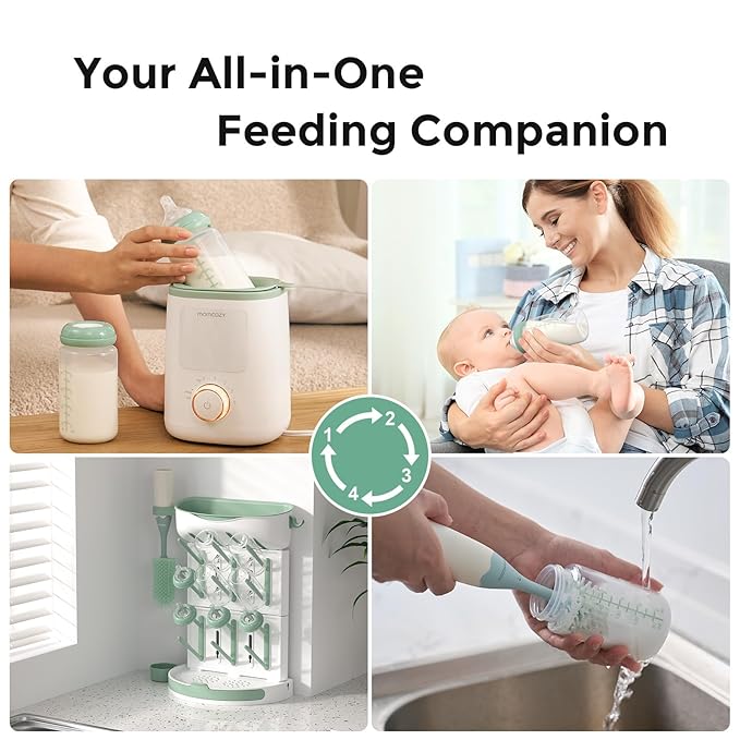 Momcozy Natural Baby Bottle, Wide-Neck, BPA Free Breast Milk Container, Storage Collection Bottle for Fridge & Milk Cooler, Breastfeeding Essential, 10 oz, 4 pcs (Pack of 2)
