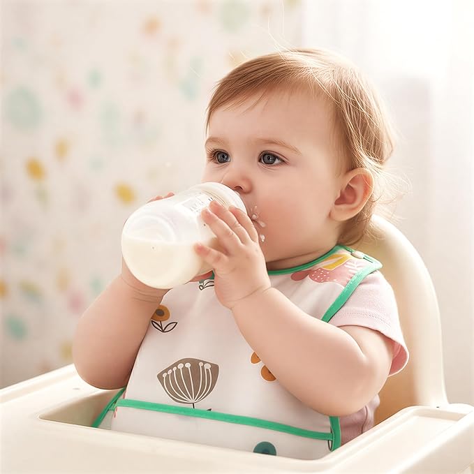 R HORSE 5Pcs Baby Bibs Set Toddler Bibs with Crumb Catcher Pocket & Snap Button Waterproof Baby Feeding Bibs for 6-24 Months