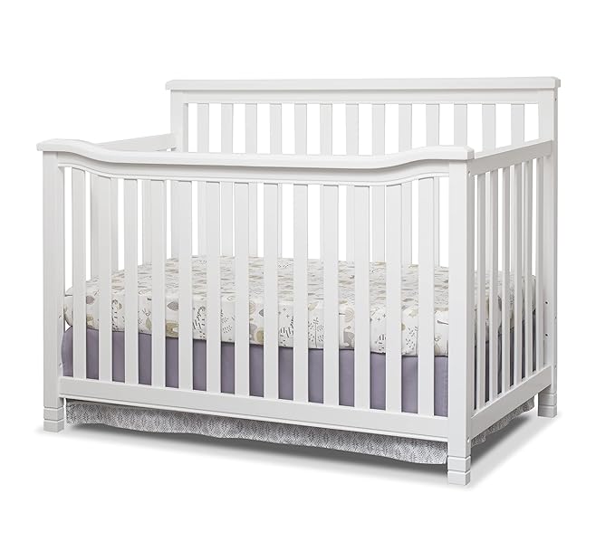 Sorelle Palisades 3-Piece Nursery Set - 4-in-1 Convertible Crib, 4-Drawer Dresser, Changing Table with Hamper - Non-Toxic Wood Finish - White