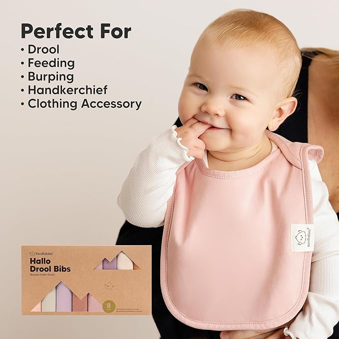 KeaBabies 8-Pack Bibs for Baby Girl, Boy - Pullover Large Baby Bibs for Drooling and Teething Infant, Newborn, Soft & Absorbent Organic Cotton, Long Torso Coverage Keep Toddler Clean & Dry (Mauve)