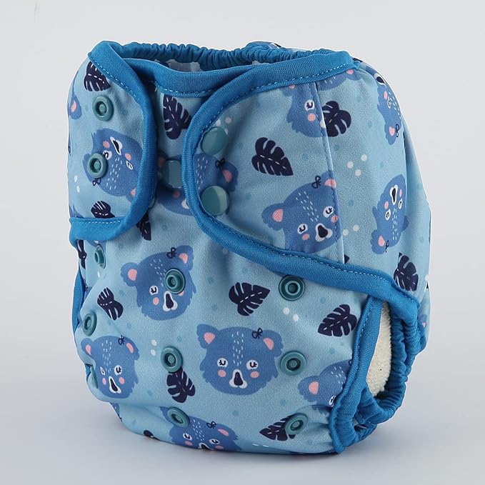 Baby Diaper Cover Nappy One Size 8lbs to 36lbs (Blue Bears)