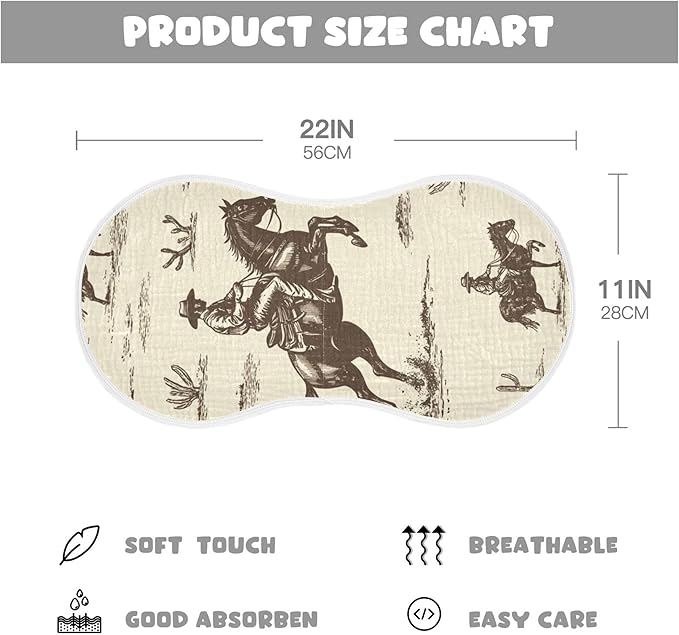 Cowboy Western Cactus Burp Cloths Baby Boys Girls Absorbent Soft Cotton Burping Cloths Rags, 4 Pack
