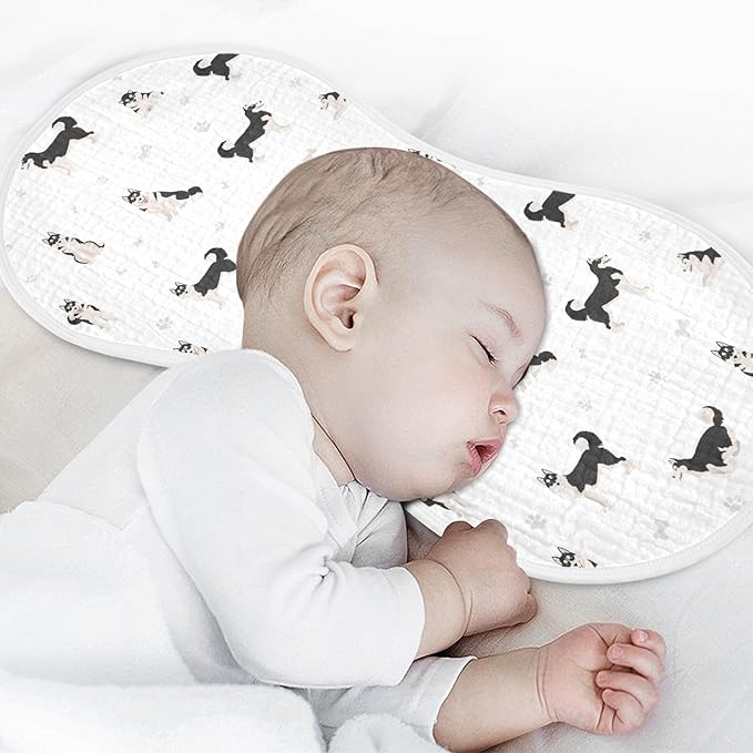 Muslin Burp Cloths for Baby Boys and Girls - 1-Pack Ultra Absorbent Siberian Husky Dog Muslin Washcloths, Newborn Towel, Milk Spit Up Rags, Burp Cloth Bib for Unisex, 22 x 11 Inch