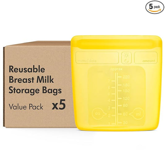 Medela Reusable Silicone Breast Milk Storage Bags with Double-Seal Design, BPA Free, One-Piece, Fridge and Freezer Storable, 220 ml, 500 Uses