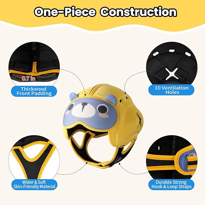 Mambobaby Baby Head Protector Helmet for Crawling and Walking, Breathable Soft Helmet, Ultra-Lightweight & Adjustable, Prevents Bumps Safety Helmet for Infants Toddlers 6-24 Months (Honey Bear)